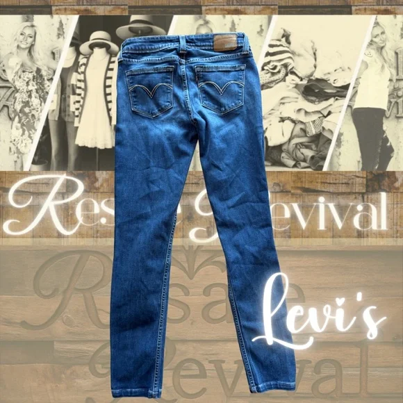 Levi’s “Demi Curve” Low Rise Skinny Jeans – Dark Wash – Size 25x32 (Women’s 0-2) - Picture 3 of 4